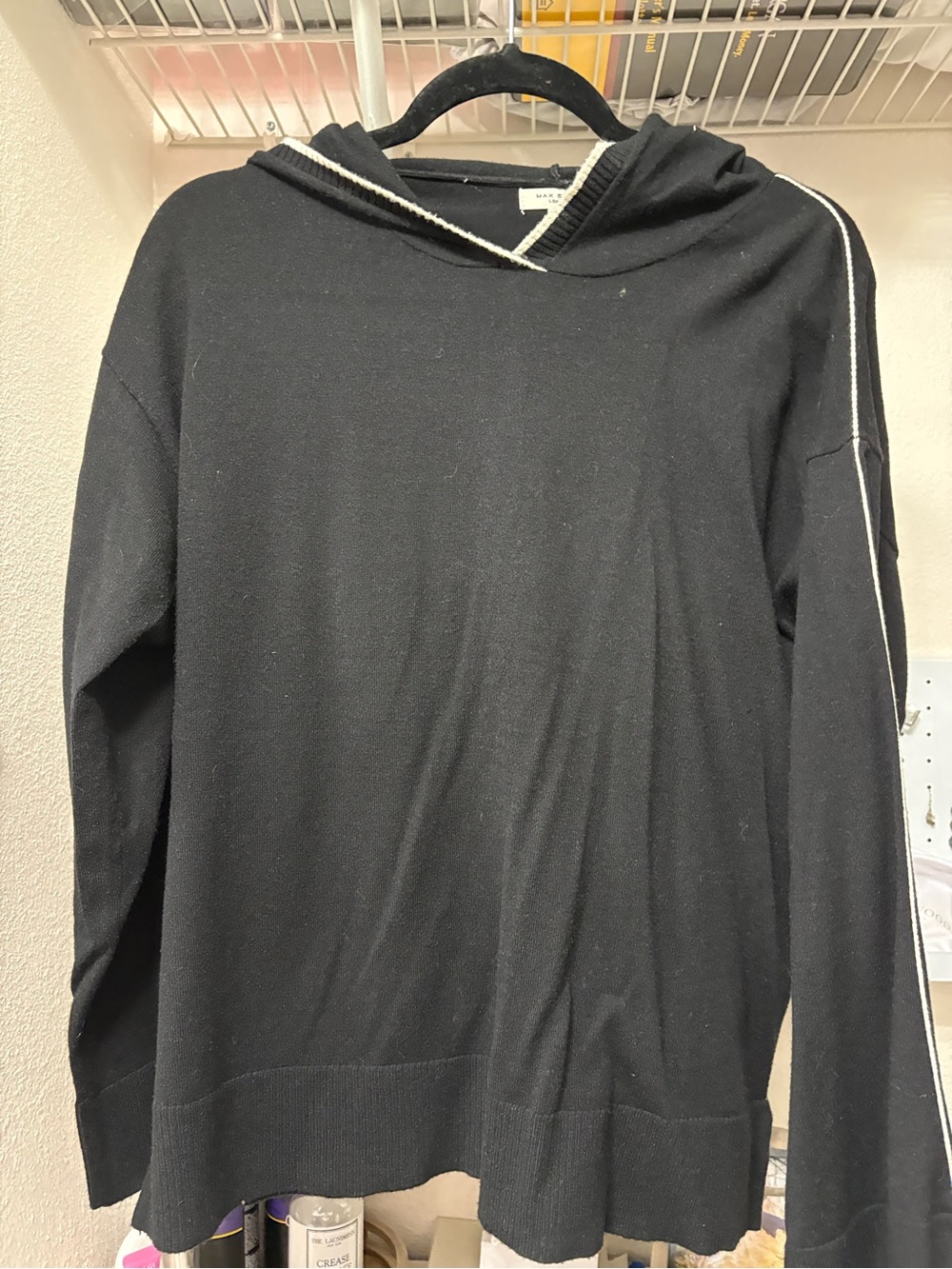 Women's Black Hooded Long-Sleeve Shirt